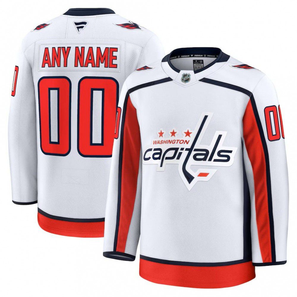 Washington Capitals Away Premium Custom Jersey - White-Pro Kit Vault | Brand New 26/27 Sports Jerseys